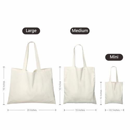 NPBAG 15 Pack 8.2'' X 10'' Mini Natural Cotton Tote Bags, Small Lightweight Blank Bulk Cloth Bags with 1pc of PTFE Teflon Sheet - Perfect for Parties Holidays - color: Natural, size: Mini