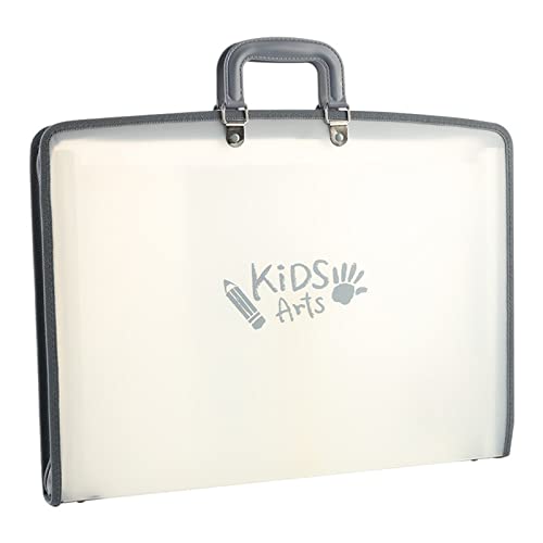 Acocony 11x17 Art Portfolio-Accordian File Organizer with 13 Pockets | 11x17 portfolio folder for artwork with Handle and Zipper Closure, Frosted Translucent,Waterproof Pack of 1