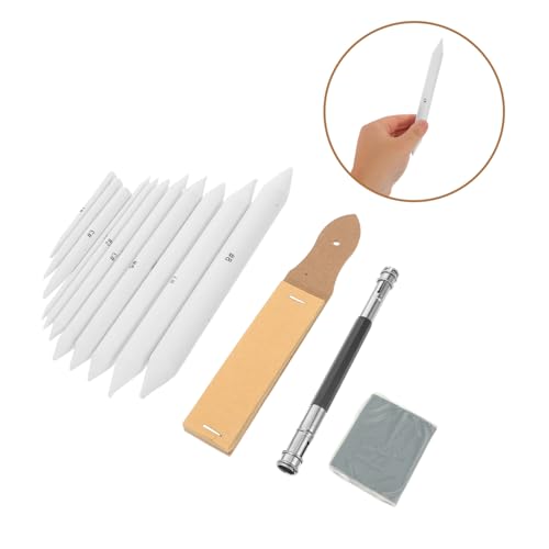 Mobestech 33pcs Blending Stump and Tortillions Sketching Blending Tools Set with Sandpaper Block Pencil Extender and Kneaded Erasers for Artist Drawing and Paper Art