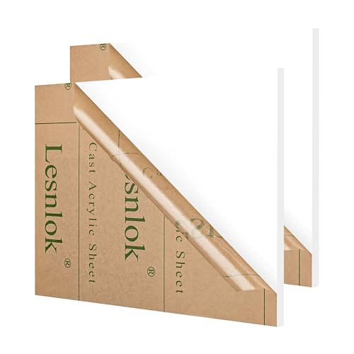 Lesnlok Matte White Acrylic Sheets 1/4 inch Thick 6mm 2 Pieces 4 x 6 Frosted Plexiglass Sheet,Suitable for Painting, Handicrafts, DIY Display Projects (2, Matte White, 4 x 6 x 1/4) - color: matte opaque white, size: 4 x 6 x 1/4