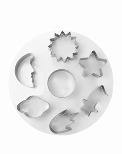 Planet Series Cookie Cutter Set of 7 pcs, Stainless Steel Universe Outer Space Fondant Cutters Set for Holiday Baking Clay DIY Molds