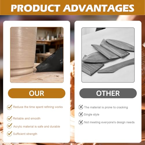 10pcs Pottery Ribs Tool Kit, HSSZXFR 10.5x4.5cm Right-Angle Trapezoidal Shape Pottery Clay Ribs with Arc-Shaped and Right-Angle Shaped Openings, Diameters 6/8/10/12/16mm, for DIY Carving Molds