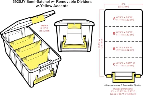 ArtBin 6925JY Semi Satchel with Yellow Accents Storage Container, Clear (Pack of 4) - color: Yellow, size: Pack of 4