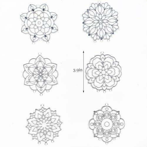 Ayhuhra 30 Sets Mandala Suncatchers Wind Chimes Craft Kits DIY Window Art Suncatcher Mandala Flower Craft Art Kit for Spring Summer Party Activities Art Project Party Favors - style: Mandala Wind Chimes