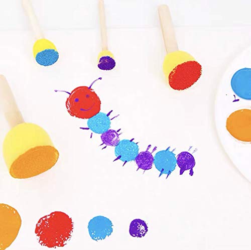 Round Foam Brush 28 Piece Set 0.5''x7 0.75''x7 1''x7 +1.5''x7, Round Sponge Brush for Painting, Soft & Disposable & Washable - size: Assorted 28Pc