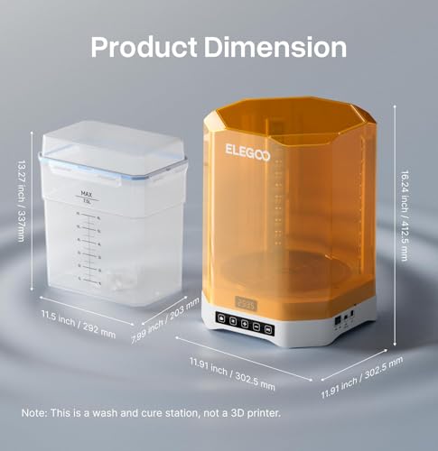 ELEGOO Mercury Plus V3.0 Wash and Cure Station, 7.5 L Large Capacity, Compatible with Mars Saturn Photon Halot MSLA LCD DLP 3D Printers, Washing Size of 9.05"×5.31”×10.24“ - style: Mercury Plus V3.0-XL