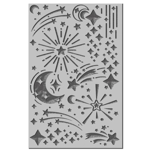 CHGCRAFT Creative Stars Polymer Clay Texture Sheets Flash Moon Texture Stamp Sheets Clay Texture Mat Rubber Modeling Pattern Pad Texture Sheets for Jewelry and Earrings Tools - style: Creative Stars
