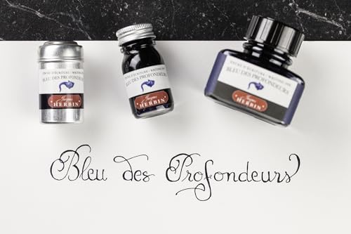 Jacques Herbin 13018T - 30ml Bottle of Ink for Fountain Pens and Rollerball Pens - Bleu des Profondeurs - color: Deep Blue, size: 1 fl oz