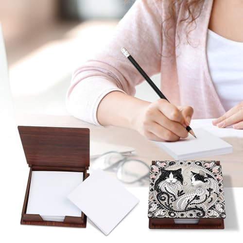 Diamond Painting Kit memo Box, Diamonds Art DIY cat Patterns Sticky Note Box Special Shape Drill, with 160 Sticky Note, Ideal for Home Office Supplies, Handicrafts, Holiday Gifts - color: cat