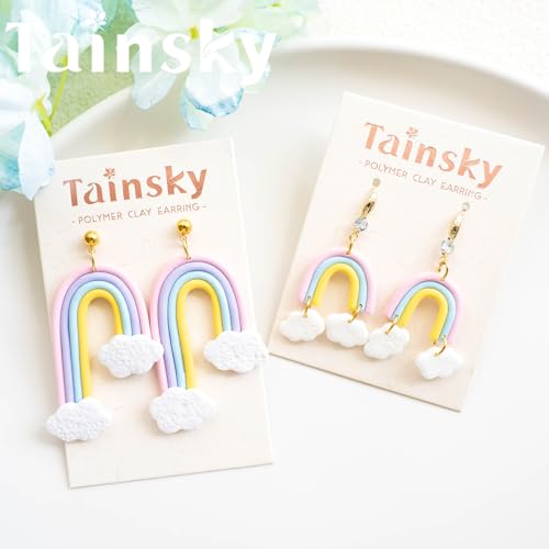 Tainsky Rainbow Guide Polymer Clay Tools, 8 Shapes Rainbow Shaper Polymer Clay Cutters, Rainbow Guide Earring Guide for Polymer Clay Earrings - color: Rainbow Guide
