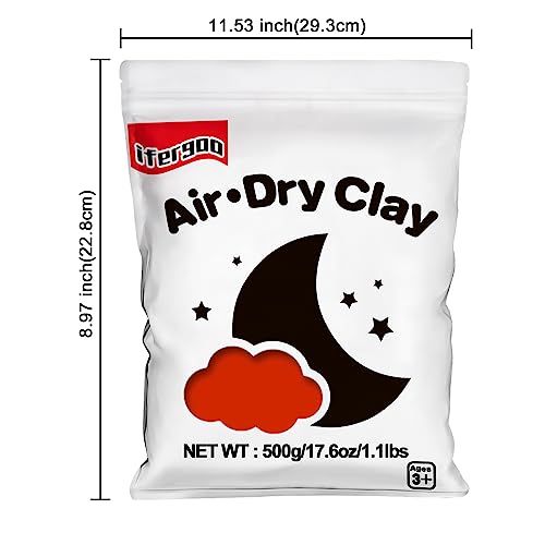 ifergoo Red Air Dry Clay - Moldable Cosplay, DIY Creative Modeling Clay for School Arts & Craft Project, Fake Bake, Slime Supplies, Super Light Magic Foam Molding Clay, Soft, No-Sticky, 1.1LBS/500G - color: Red/500g