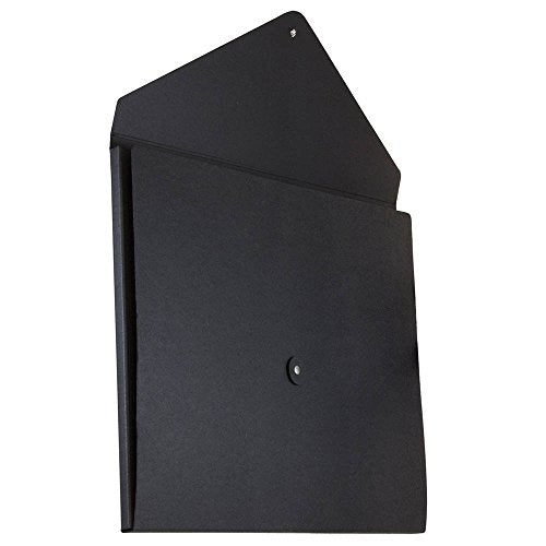 JAM PAPER Kraft Portfolio with Button and String Closure - Jumbo - 12 1/2 x 16 1/2 x 1/2 - Black Recycled - Sold Individually - color: Black Recycled, size: Jumbo (12 1/2" x 16 1/2" x 1/2")