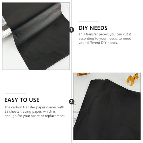 Zerodeko Graphite Carbon Paper Transfer Sheets 25pcs 23x33cm Black Single-Sided Tracing Paper for Drawing Art Crafts