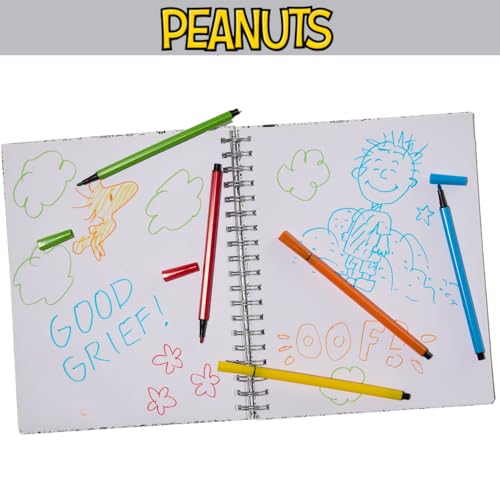 Peanuts Gang Sketchbook for Kids with Washable Markers, 86 Blank Pages Spiral Bound, Snoopy - color: Peanuts Gang