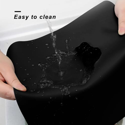 Silicone Placemats, Food-Grade Non-Slip Waterproof, Dining, Countertop Protector, Kitchen Counter Mat, Heat Resistant, Baking mat Dishwasher Safe - color: Black, size: 15.7 x 11.8 in - 2pcs (0.04 in)
