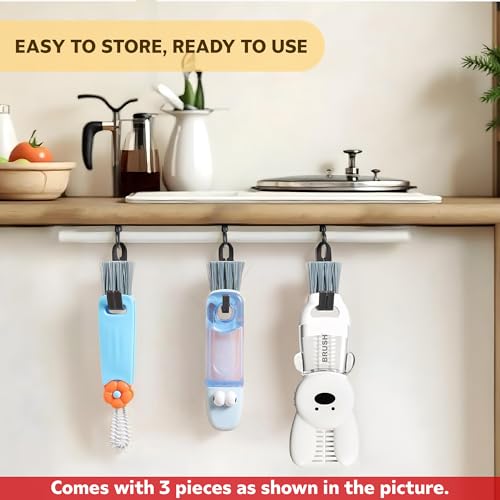 Cup Lid Cleaning Brush, 3 in 1 Cup Cleaner Brush New Multifunctional Lid Cleaner Lid Brush Cleaning Tool Multipurpose Bottle Gap Cleaner Brush Blue - color: Blue
