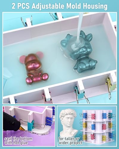 Nicpro 170oz Silicone Mold Making Kit 15A, Translucent Silicones Rubber, Non-Toxic Flexible & Food Safe Mold Kit, Mix Ratio 1:1 Casting Silicone for Resin with Frame Housing - size: 170oz