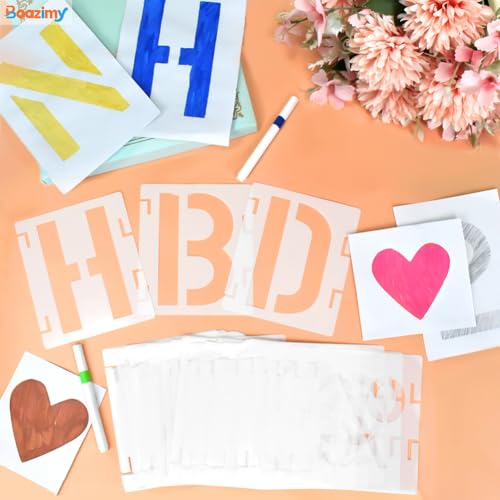 5 Inch 42 Pcs Reusable Letter Number Symbol Stencils, Plastic Painting Templates for Wood Wall Fabric Rock Chalkboard Signage School Door Porch DIY Art Craft Decoration Projects - size: 5 inch(White)