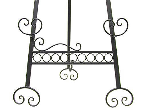 Designstyles Decorative Metal Easel Stand – Adjustable Floor Display for Art Pieces, Signs, Mirrors and Chalk/Dry Erase Boards - 61" Tall, Antique Finished Iron, Black – Butterfly Design – 2 Pack