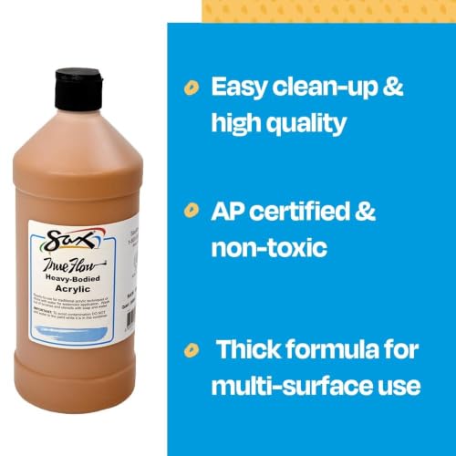 Sax Heavy Body Acrylic Paint for School and Arts and Crafts Use, Raw Sienna, 1 Quart - color: Raw Sienna, size: 32 Fl Oz (Pack of 1)