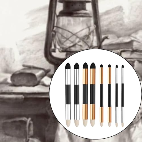8PCS Artist Blending Sponge Pens, 2 Sizes Double-Headed Pastel Blending Stumps for Pencil Sketching, Drawing, and Art Rubbing, Foam Blender Stick Tools for Students, Beginners and School Supplies(Sliv
