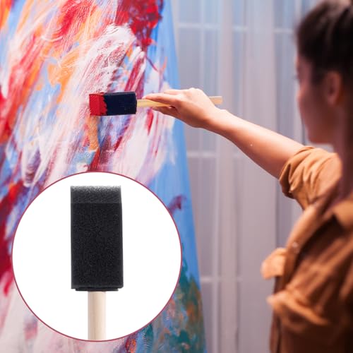 SmallCat 10 PCS Foam Paint Brushes, 0.98 Inch Foam Sponge Brushes for Varnishes, Reusable Sponge Brushes with Wood Handles for Painting, Staining, and DIY Crafts - Black - size: 1"(10pcs)