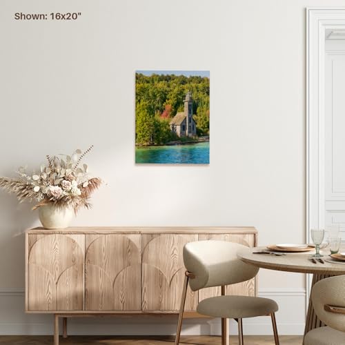 3dRose Michigan, Munising. Grand Island, East Channel Lighthouse Museum Grade Canvas Wrap 11x14 - size: 11"L x 14"W