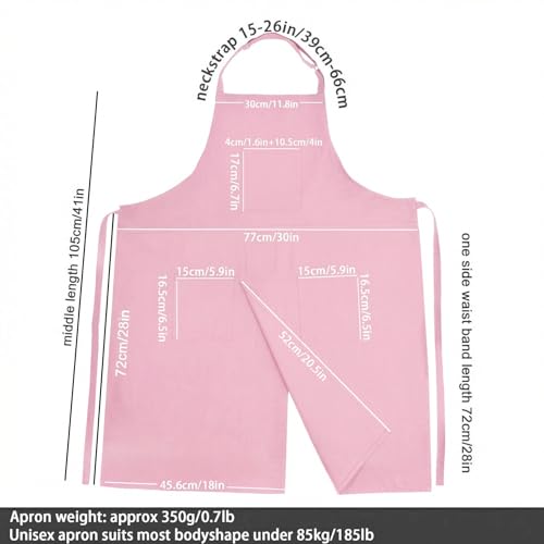 Molaxhome Split Apron with 3 Pockets,Unisex Pottery Apron with Adjustable Strap for Kitchen Ceramics - color: Pink
