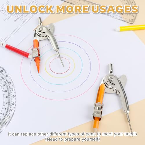 Mototo 2-PCS Geometry Tool Set, Math Compass for Geometry and 6 Inch Protractor Set Include Metal Compass with Pencil and Clear Plastic Protractor for Student Classroom Office Woodworking Art Drawing - style: 2 Pack