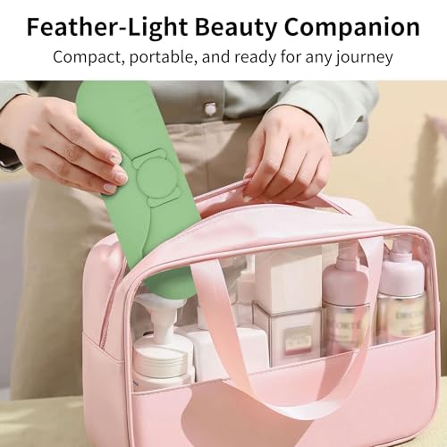 Travel Makeup Brush Holder with Cleaning Pad -Silicone Brush Organizer Case, Magnetic Closure Waterproof Cosmetic Bag for Easy Storage & On-the-Go Cleaning (9.05 Inch) - color: Green