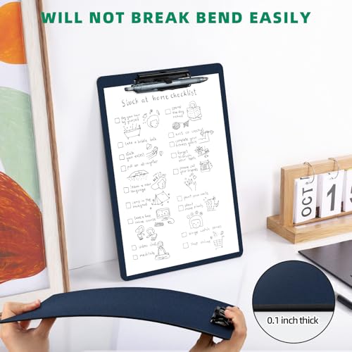 FRETONBA Clipboard with Pen Holder, Plastic Clipboard with Low Profile Metal Clip, Hanging Clip Boards Holds 8.5x11 Inch Papers, Standard A4 Letter Size Clip Boards for Offices & School, Blue - style: 1 Pack-Blue