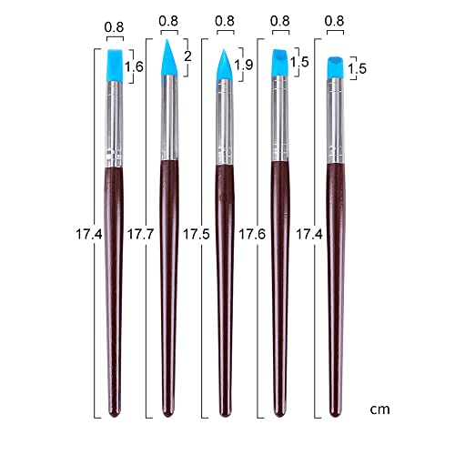 Silicone Clay Sculpting Tool 5PCS Rubber Tip Silicone Brushes Pottery Clay Pen Shaping Carving Tools