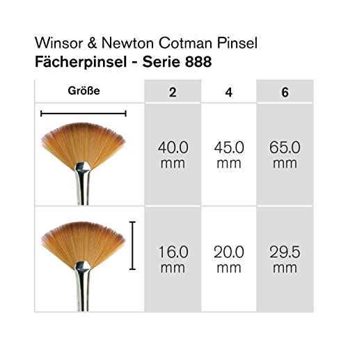 Winsor & Newton Cotman Water Colour Series 888 Short Handle Synthetic Brush, SH #4 - size: SH #4, style: Series 888 Fan