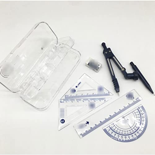 Drawing Compass Drafting Tools Compass Set 7-Piece Set Student Drawing Learning Stationery Ruler Triangle Plate Protractor Student Supplies Math Ruler Kit