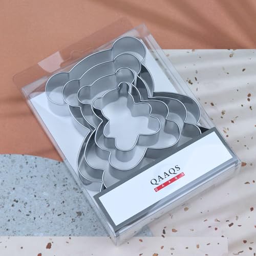 Teddy Bear Cookie Cutter Set - 5 inch, 4 inch, 3 inch, 2 inch - 4 Piece Cartoon Animal Cookie Cutters Shapes Biscuit Fondant Clay Molds - Stainless Steel