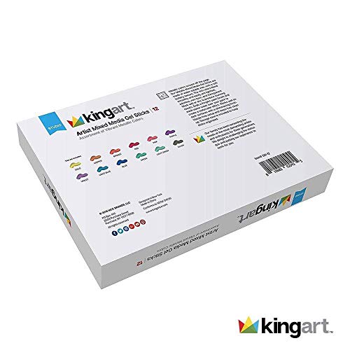 KINGART Mixed Media Gel Stick Crayons, Metallic, Set of 12-Colors | Shimmer Effects: Brush on water for watercolor effects; odorless and non-toxic