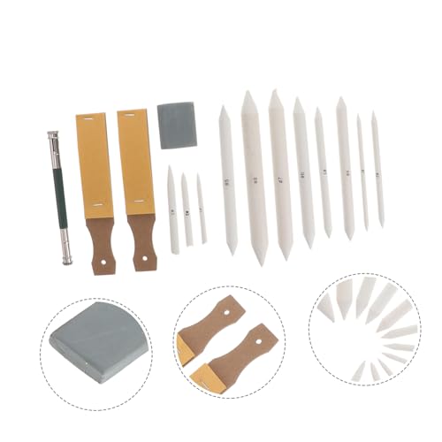 Veemoon 69pcs Blending Stumps and Tortillions Set Sandpaper Pencil Sharpener Kneaded Eraser and Pencil Extension Tool for Sketching Drawing and Shading Techniques