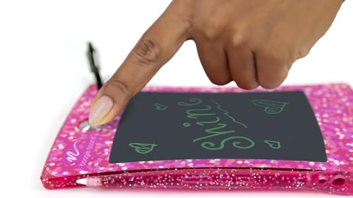 Boogie Board Jot Pocket Writing Tablet – Doodle Board Travel Essentials LCD Screen Instant Erase Stylus Pen Kickstand Drawing Pad Shimmer Collection, Pink