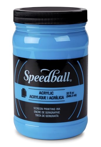 Speedball 046418 Acrylic Screen Printing Ink 946ml, 32 Fl. oz, Fluorescent Blue - color: Flourescent Blue
