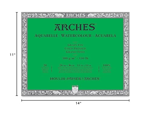 Arches Watercolor Paper Block, Cold Press, 11" x 14", 140 Pound - size: 11"x14", style: Cold Press