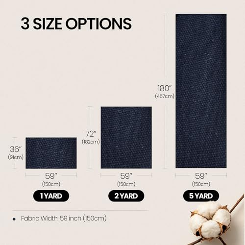 Wildarms 100% Cotton Canvas Fabric by The Yard - 59" Wide 12oz Heavy Duty Natural Duck Canvas for Sewing DIY, Tote Bags, Upholstery & Embroidery (Dark Blue, Cut by the Yard) - color: Dark Blue, size: 1-Yard Pre-Cut (Non-Continuous)