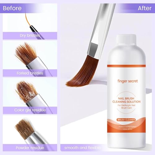 Nail Brush Cleaner Acrylic Nail Brush Cleaner 120ml Professional Efficient Painting Brush Acrylic Powder Cleaning Solution painting Brush Restorer For Nail Gel Nail Art Brushes 4floz - color: nail brush cleaner 120ml