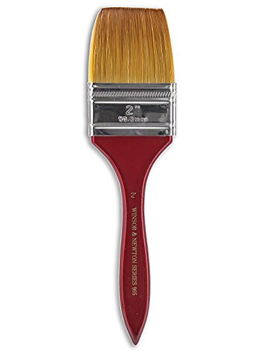 Winsor & Newton 5463150 Series 965 Golden Nylon & Natural Hair Short Handle Brush - Wash 2 inch - size: 2 inch, style: Series 965 Golden Nylon & Natural Hair