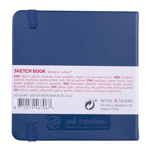 Tarens T9314-234M 452337 Art Creations Sketchbook, Drawing Notebook, 4.7 x 4.7 inches (12 x 12 cm), Navy Blue - color: Navy Blue, size: 12×12cm