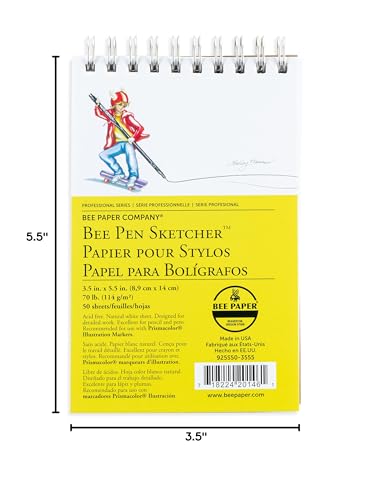 Bee Paper Company Pen Sketchers Pad, 3.5 by 5.5-Inch - size: 3-1/2-inch x 5-1/2-inch, 50 Sheet Wire Bound Pad