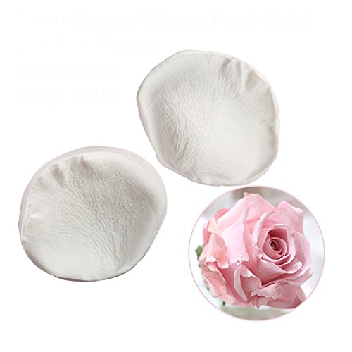 KALAIEN 3D Rose Petals Shape Silicone Fondant Mold Chocolate Molds Candy Molds Veining Petal Sugar Flower Making Tool - color: Rose Silicone