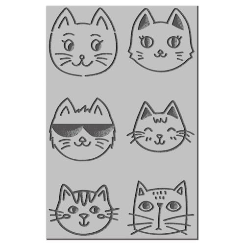CHGCRAFT Artistic Cat Face Clay Texture Mat Cat Expression Polymer Clay Molds DIY Clay Texture Tools for Clay Pottery Earring Jewelry Making Stamp Engraving Machines, Cat, 3.9x2.6inch - style: Cute Animal