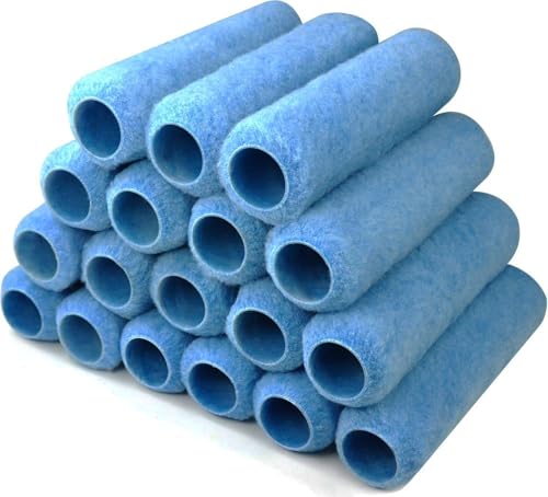 Great Andrew 18 Pack Paint Roller Covers 9 Inch 3/8-Inch Nap, Dense Fibers Large Paint Roller Kit for Painting Textured Smooth Rough Surfaces Walls Floors House - size: 18pcs, 9", Blue