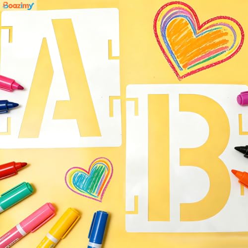 10 Inch 42 Pcs Reusable Letter Number Symbol Stencils, Plastic Painting Templates for Wood Wall Fabric Rock Chalkboard Signage School Door Porch DIY Art Craft Decoration Projects - size: 10 inch(White)
