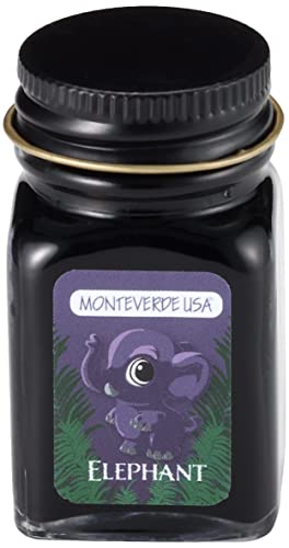 Monteverde Jungle Fountain Pen Ink, 30ml, Elephant (Dark Blue) | Animal-inspired fountain pen ink with bold color, smooth flow, and creative writing personality. - color: Elephant (Dark Blue)